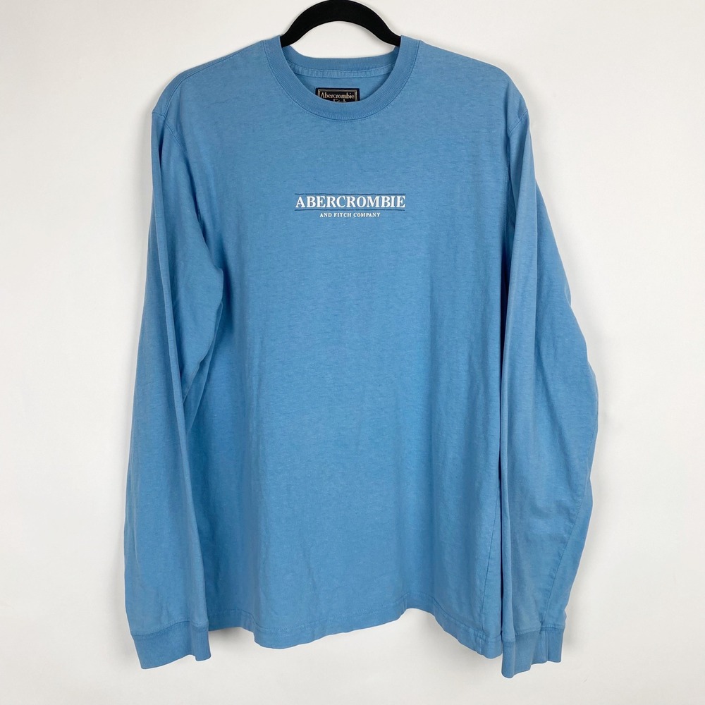 Vintage Abercrombie & Fitch Graphic Logo Long Sleeve T-Shirt Mens XL Blue Y2K